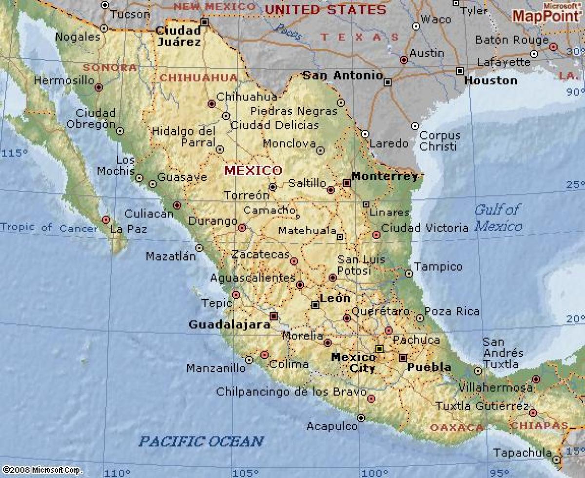 geografi Mexico kort