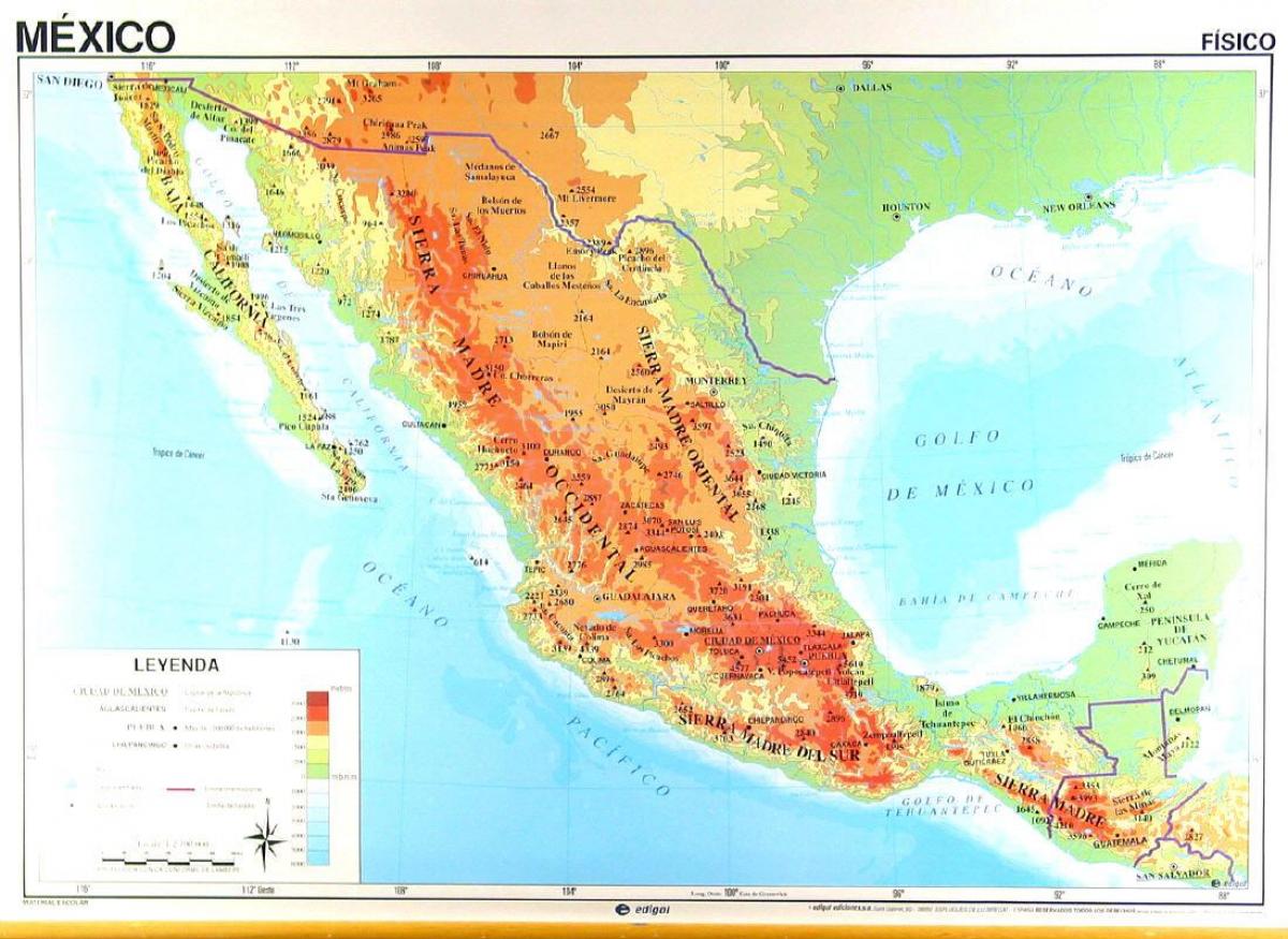geografiske kort Mexico