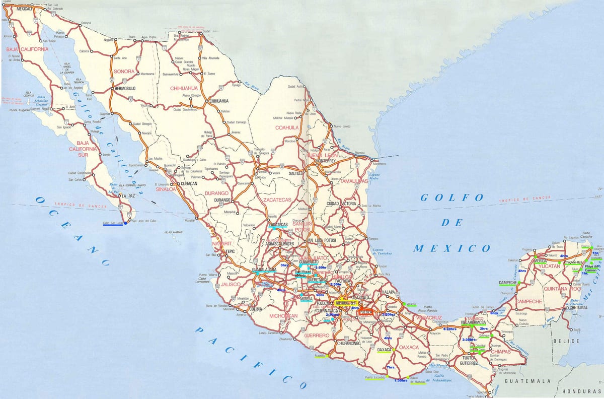 kort over Mexico kørsel