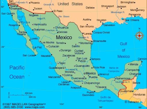kort over Mexico