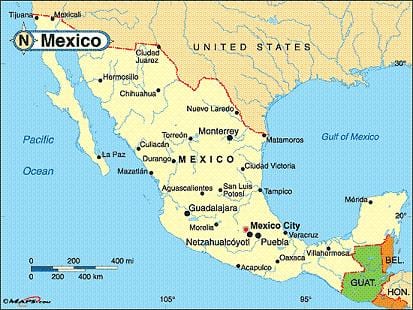 Mexico kystbyer kort