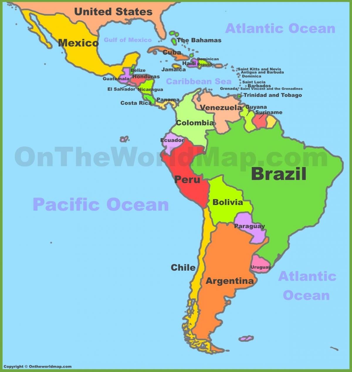Mexico og sydamerika kort