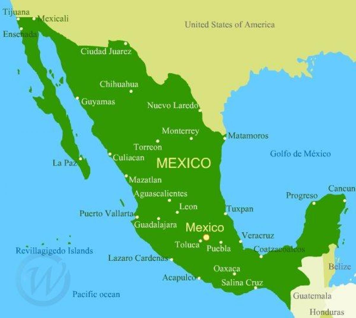 kort over west coast Mexico