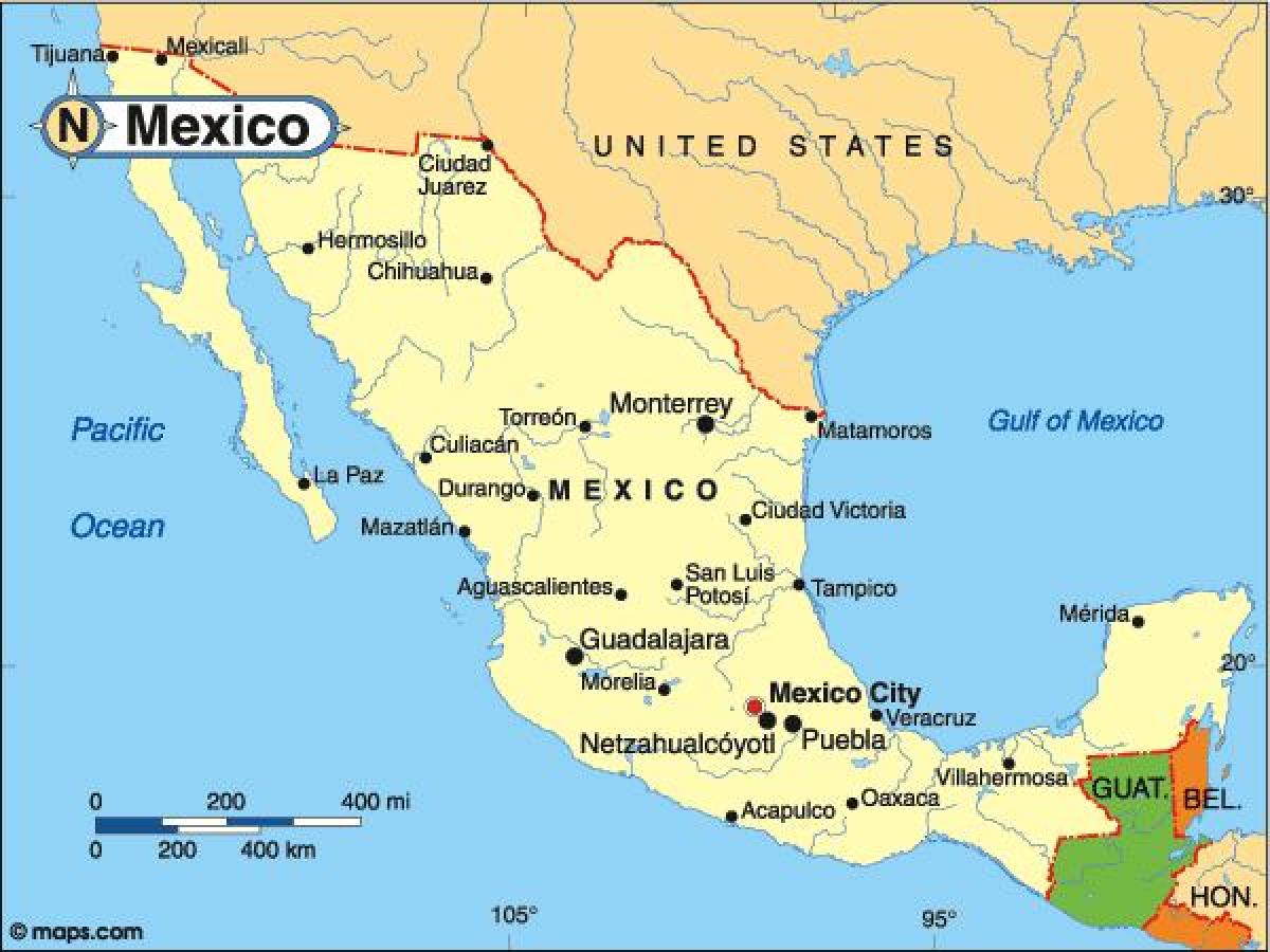 land Mexico kort