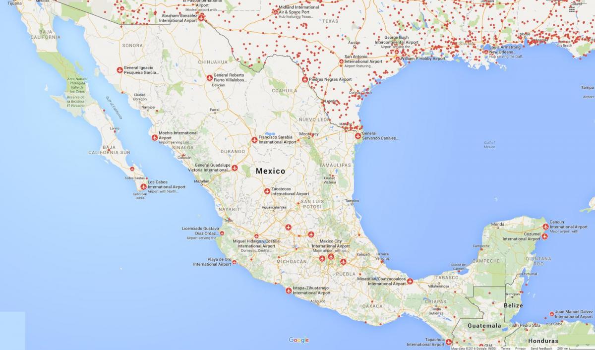 lufthavne i Mexico kort