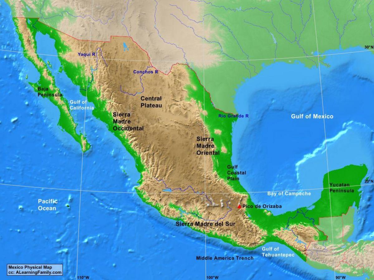 plateau af Mexico kort