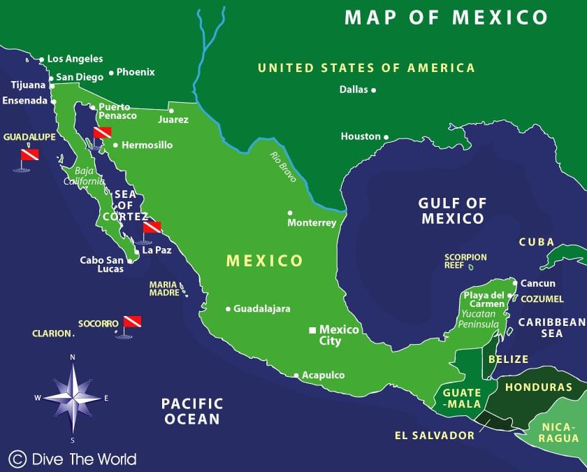 kort over Mexico øer