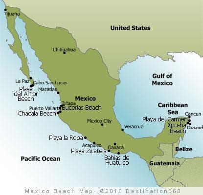 east coast Mexico kort
