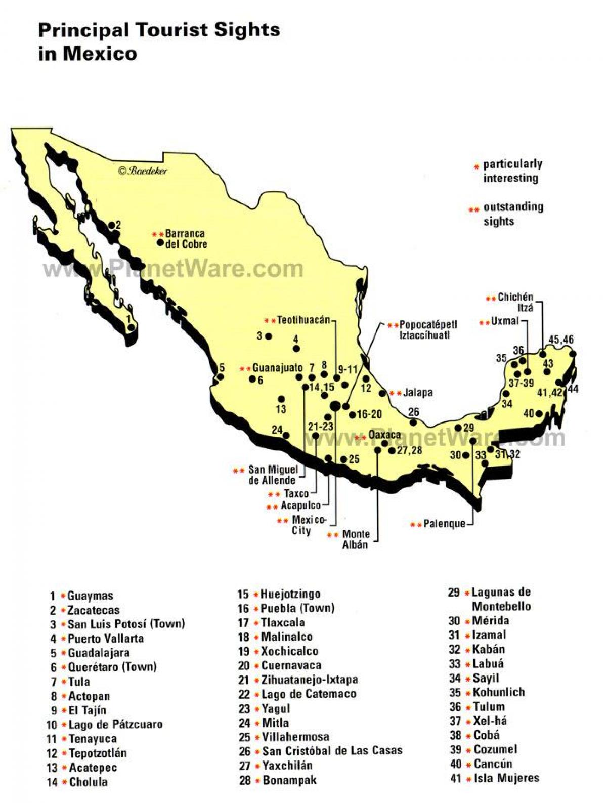 Mexico attraktioner kort