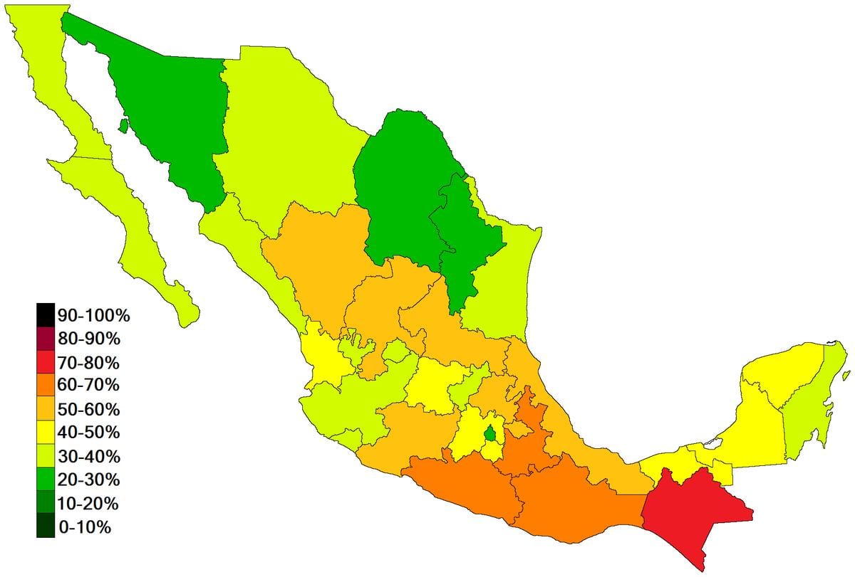 kort over Mexico fattigdom