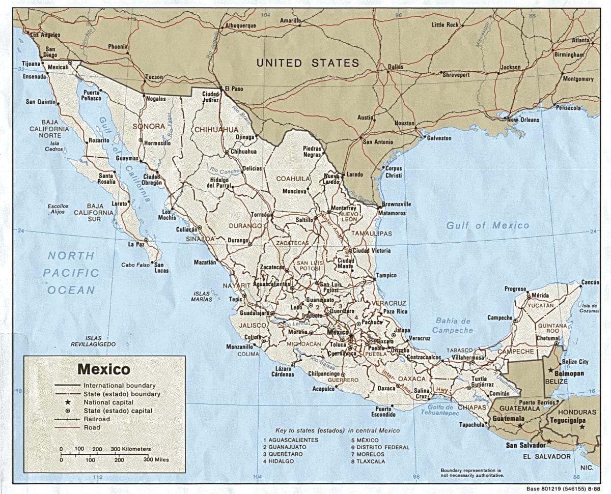 vej kort over Mexico
