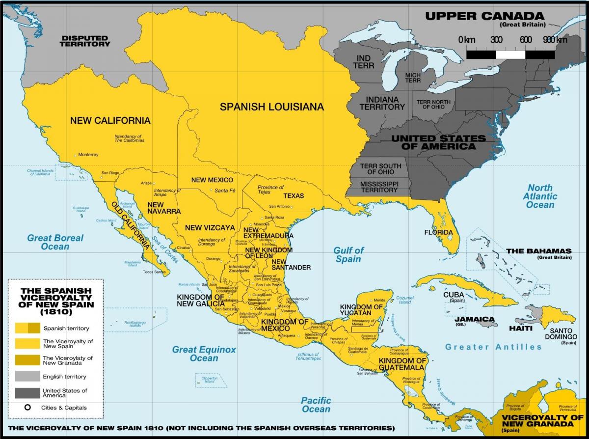 kort over Mexico, i 1800