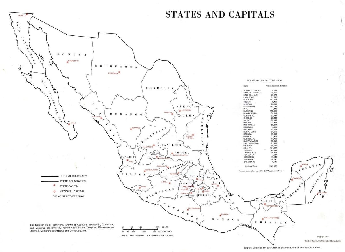 mærket kort over Mexico