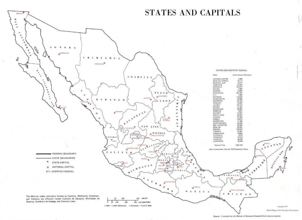 mærket kort over Mexico