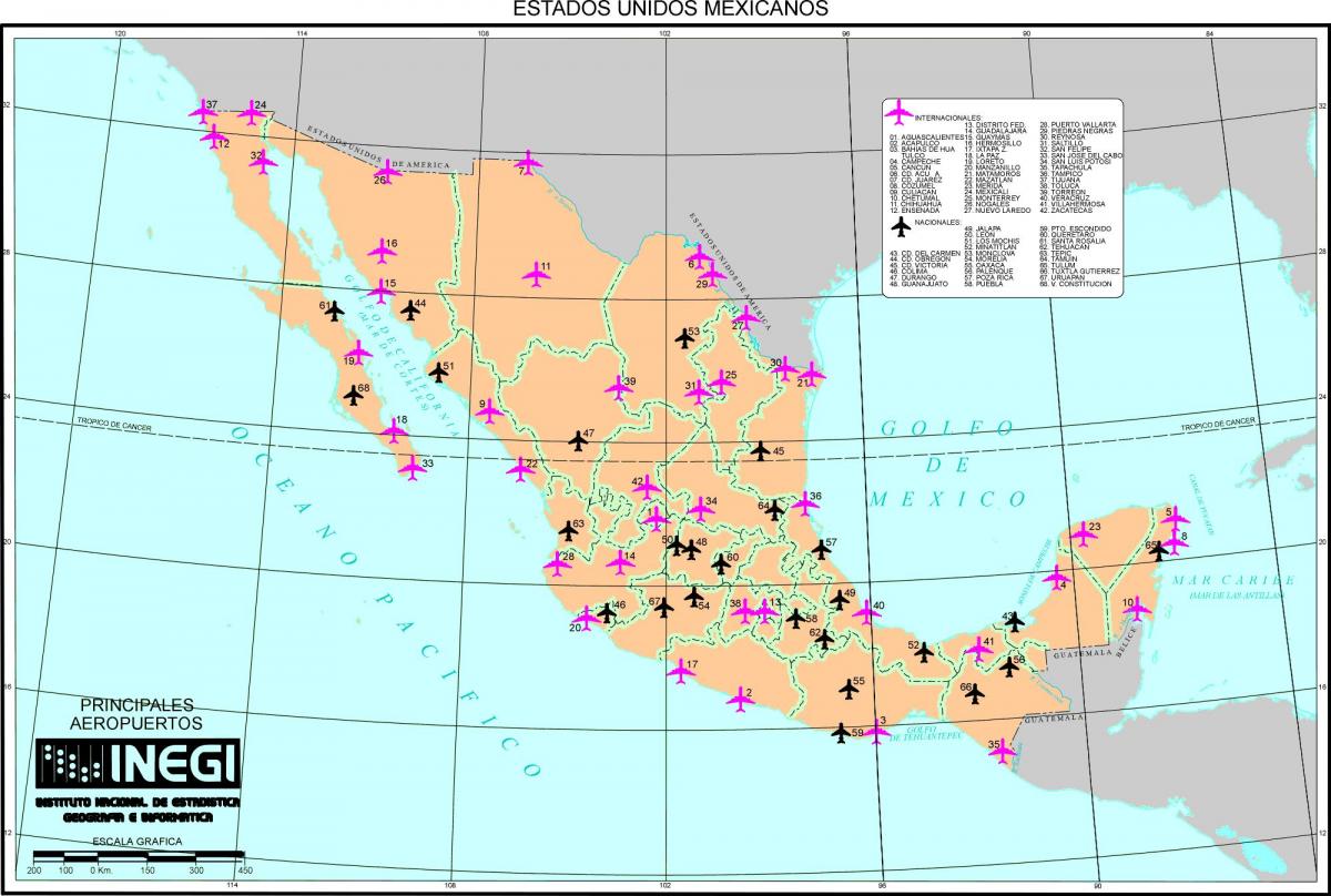 kort Mexico lufthavne