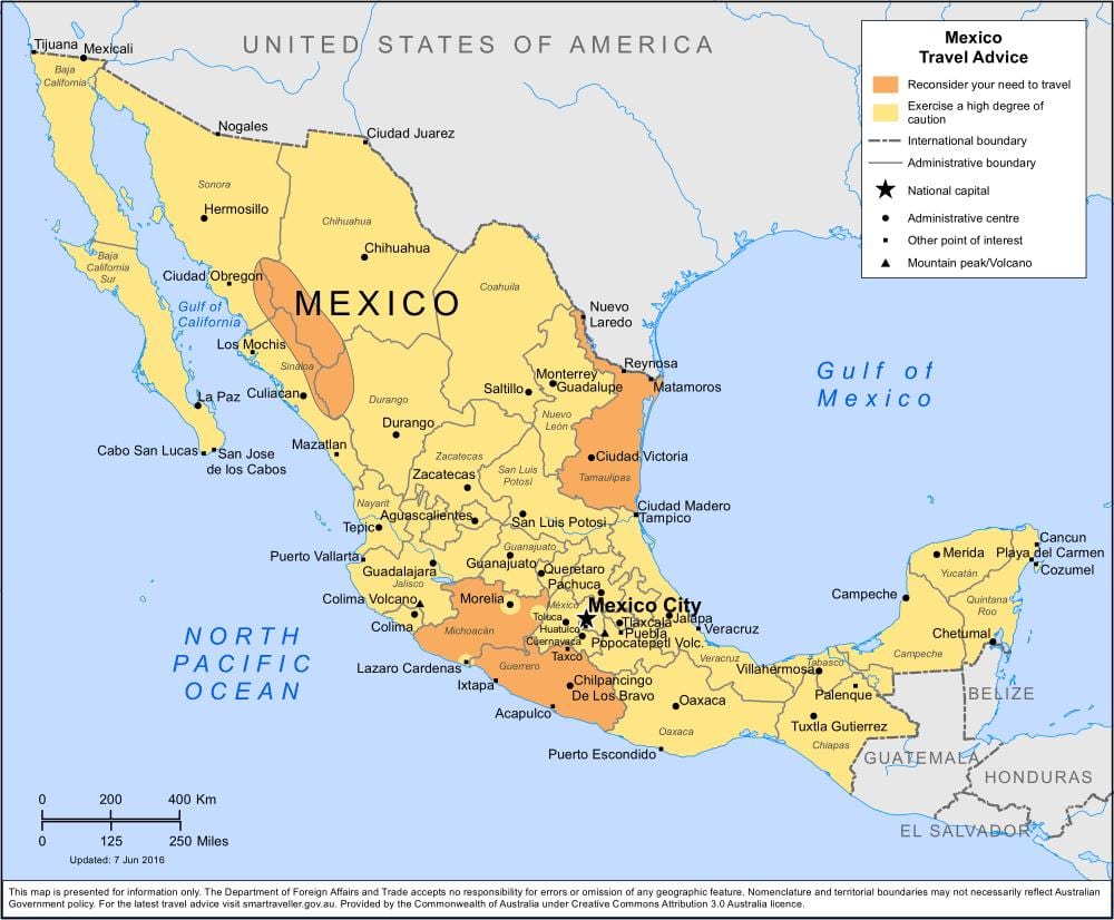 Mexico kort turistmål