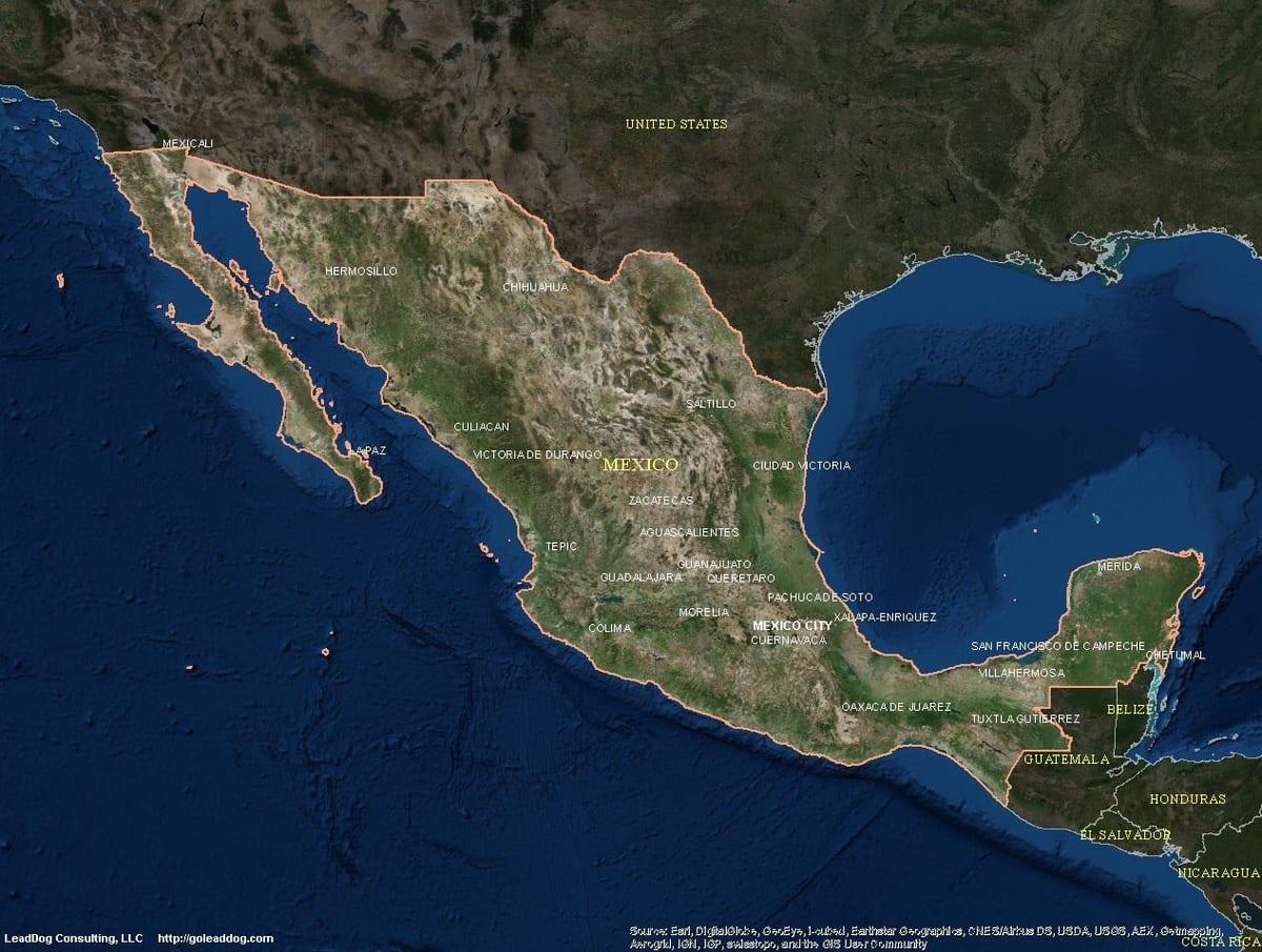 satellit-kort Mexico