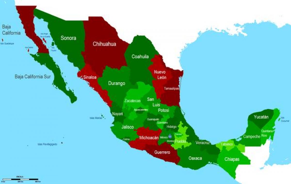 kort over Mexico sikkerhed