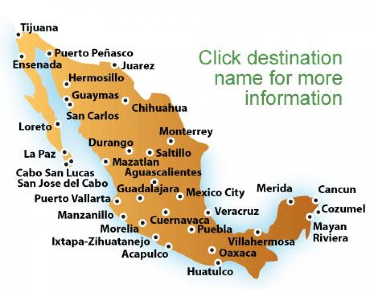 kort over strande i Mexico