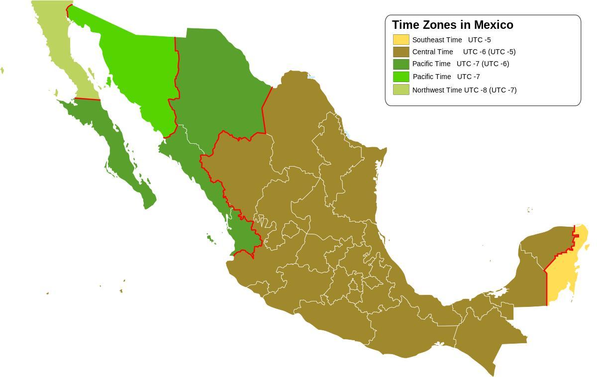 tidszone kort Mexico