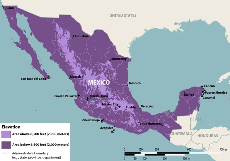 kort over Mexico zika