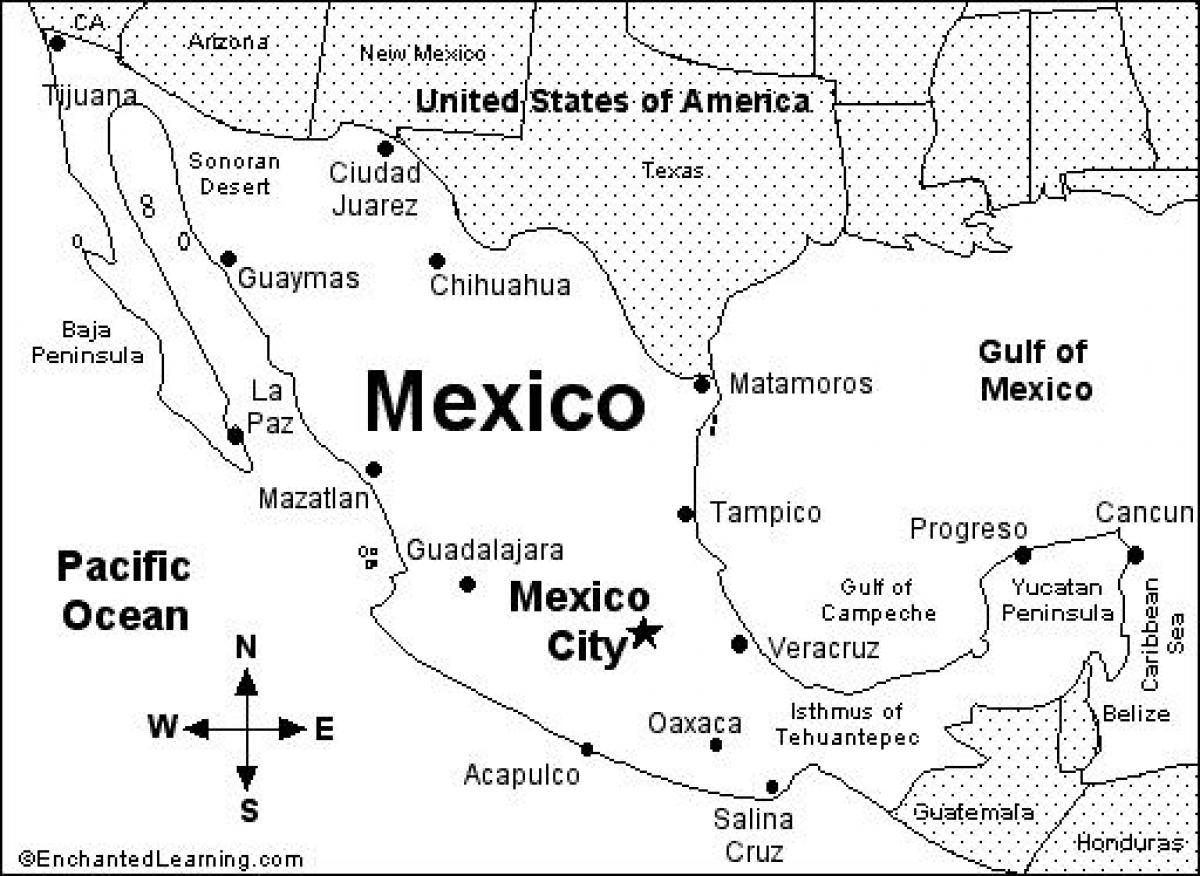 printable Mexico kort