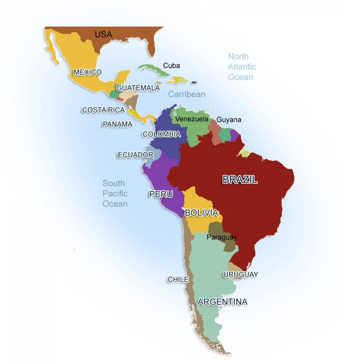 kort Mexico og sydamerika