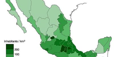 Befolkningstæthed kort over Mexico