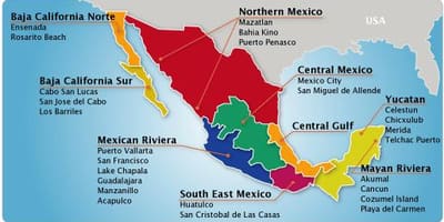 Kort over den mexicanske riviera