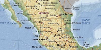 Geografi Mexico kort