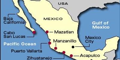 Kort over den mexicanske riviera