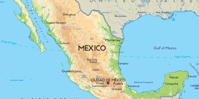 Kort over Mexico og sydamerika