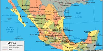 Vestlige Mexico kort