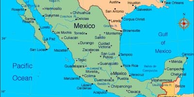 Kort over Mexico