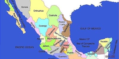 Kort over Mexico stater