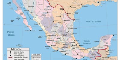Mexico kort med større byer