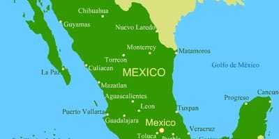 Kort over west coast Mexico