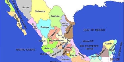 Stater, Mexico kort