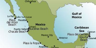 East coast Mexico kort
