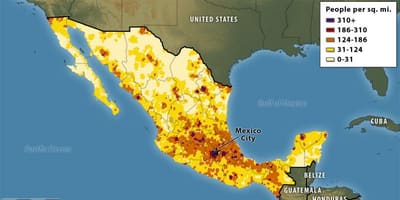 Kort over Mexico befolkningens fordeling