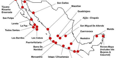 Kort over Mexico omgivelser