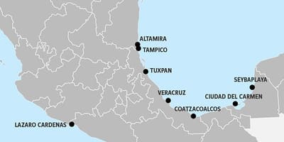 Kort over Mexico havne