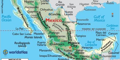 Mexico bjergene kort