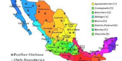 Vejret kort over Mexico