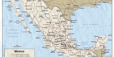 Kort kyst af Mexico