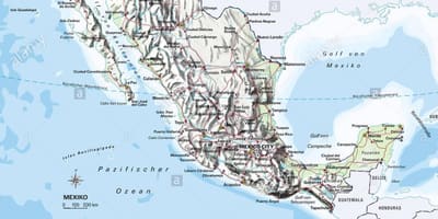 Kort over Mexico ocean