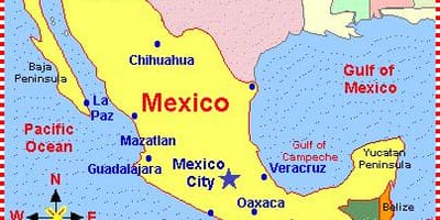 Et kort over Mexico