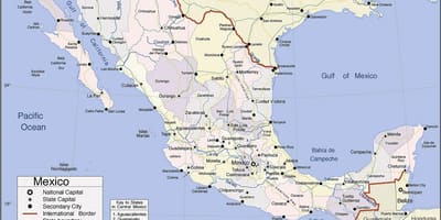 Kort over Mexico pacific coast feriesteder