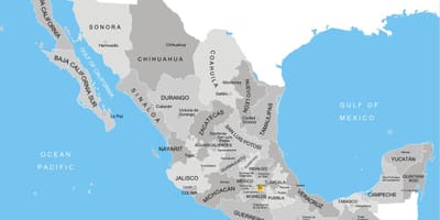Kort over Mexico provinser
