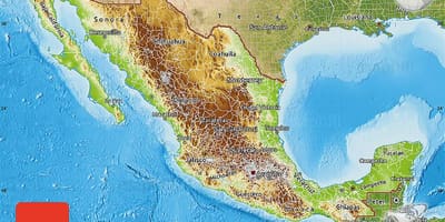 Relief kort over Mexico